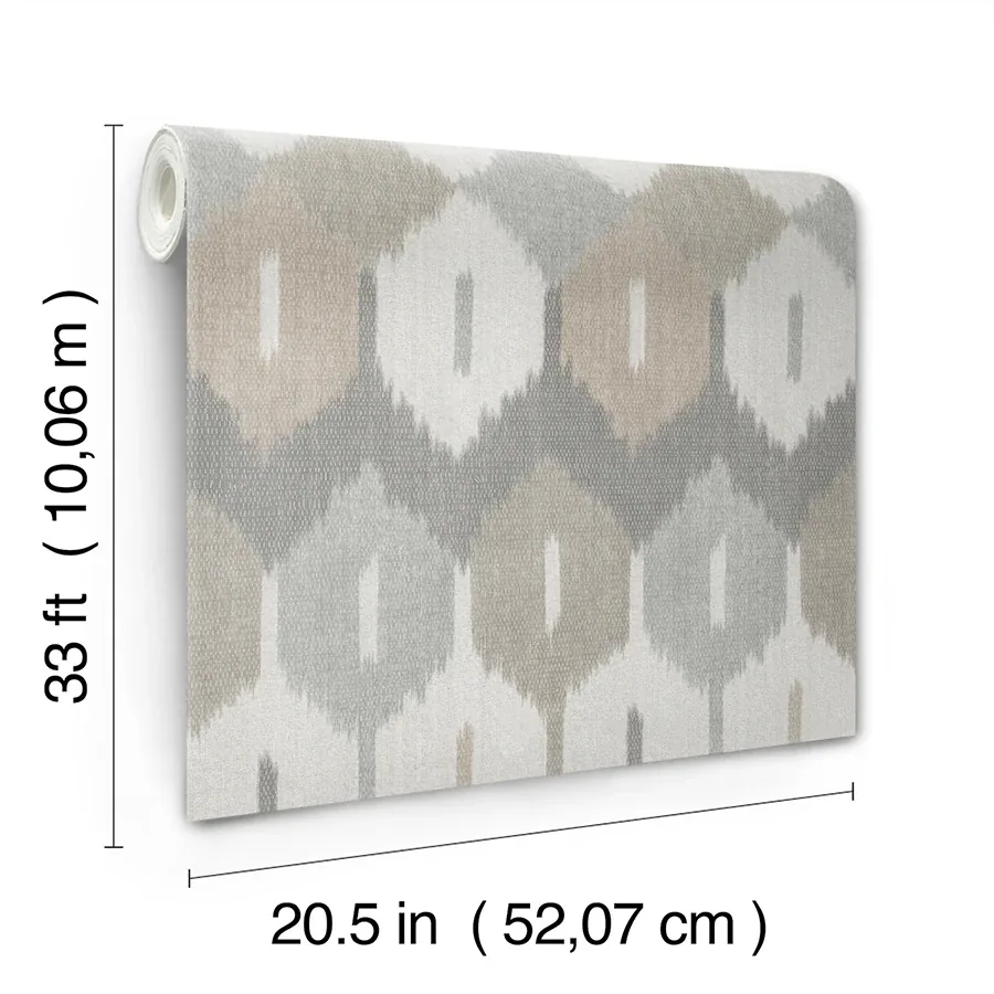 A-Street Prints Abilene Neutral Ikat Wallpaper - SKU 4147-27409