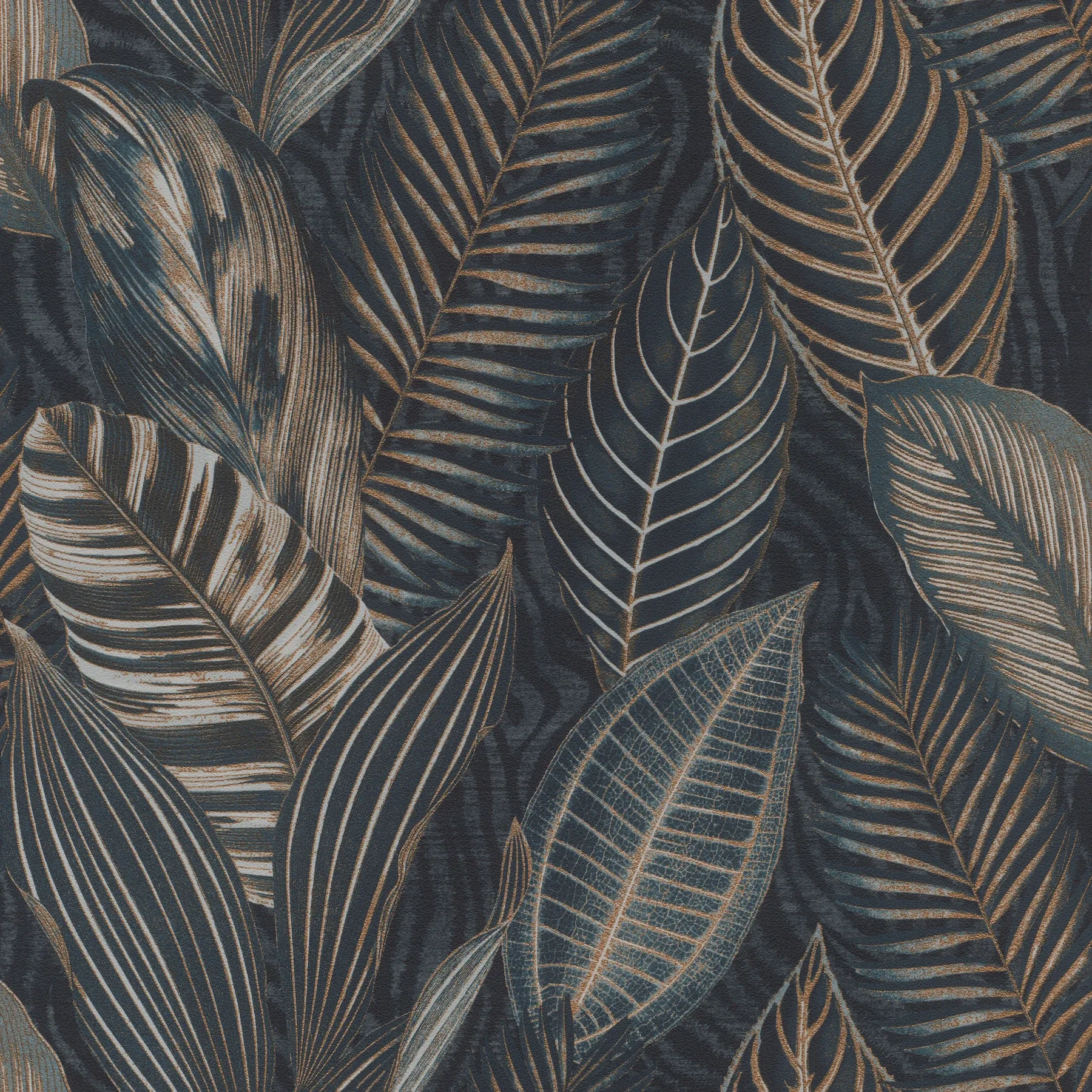 A-Street Prints Acacius Dark Blue Tropical Foliage Wallpaper - SKU 4202-751840