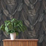 A-Street Prints Acacius Dark Blue Tropical Foliage Wallpaper | Wallpaper Twins A-Street Prints Acacius Dark Blue Tropical Foliage Wallpaper - SKU 4202-751840