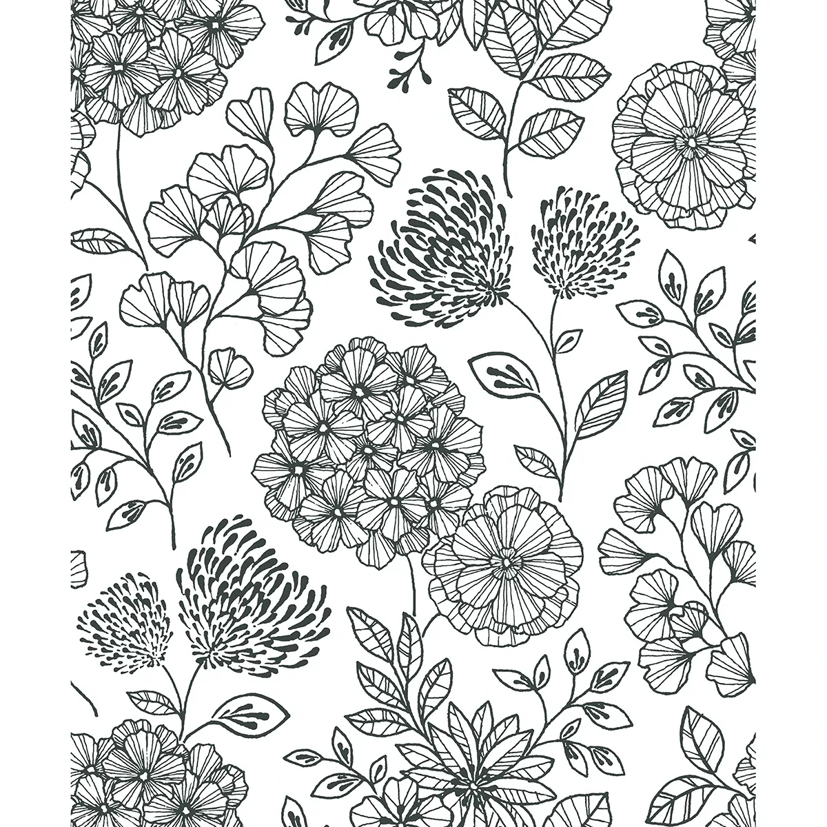 A-Street Prints Ada Black Floral Wallpaper - SKU 2975-26203