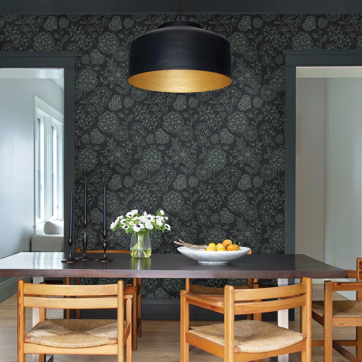 A-Street Prints Ada Charcoal Floral Wallpaper - SKU 2975-26206