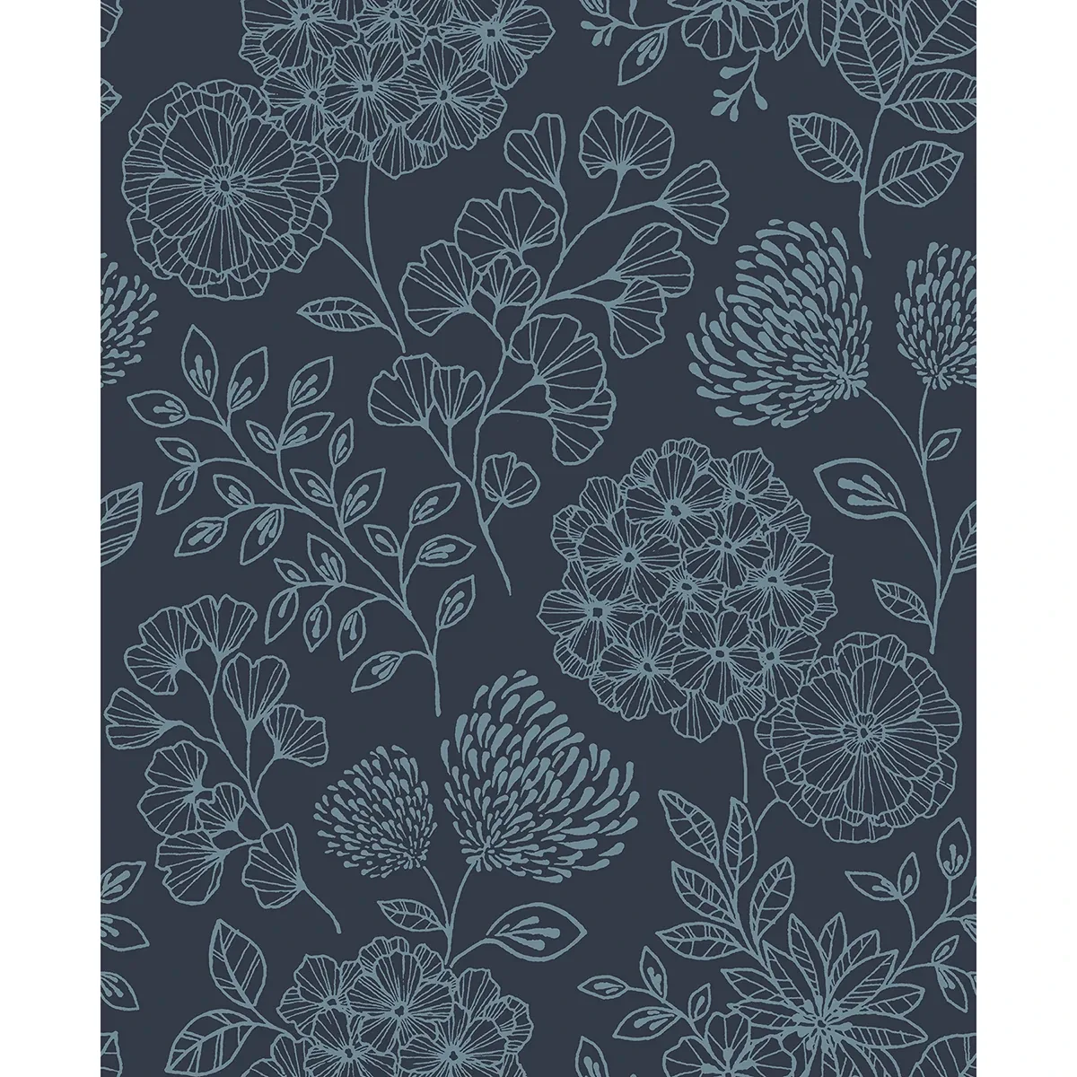 2975-26207 | Ada Indigo Floral Wallpaper