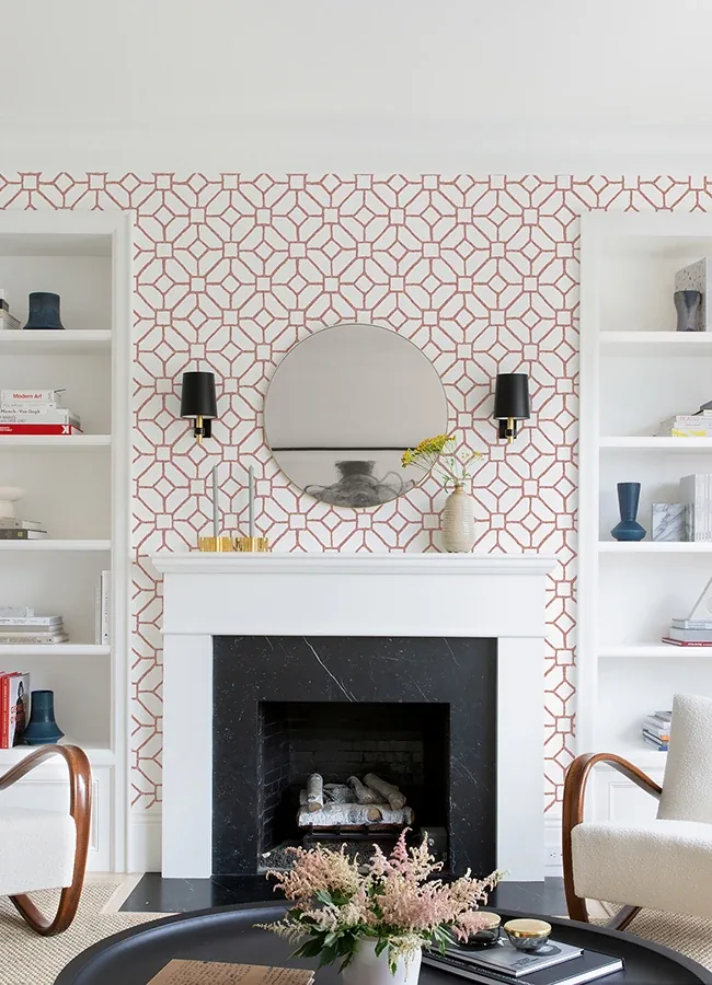 A-Street Prints Addis Coral Trellis Wallpaper | Wallpaper Twins A-Street Prints Addis Coral Trellis Wallpaper - SKU 4120-26830