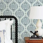 A-Street Prints Adele Aqua Damask Wallpaper - SKU 2821-25146