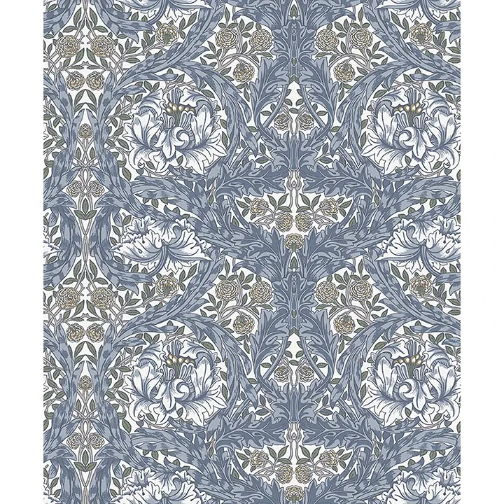 4153-82024 | African Marigold Blue Floral Wallpaper