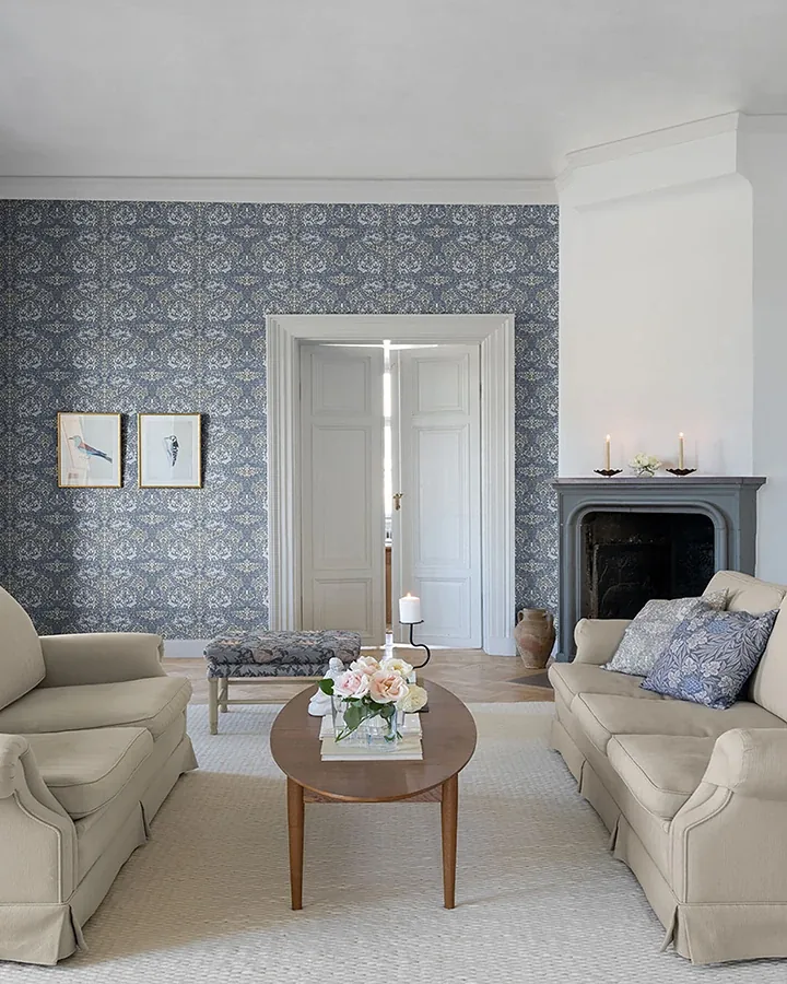 A-Street Prints African Marigold Blue Floral Wallpaper | Wallpaper Twins A-Street Prints African Marigold Blue Floral Wallpaper - SKU 4153-82024