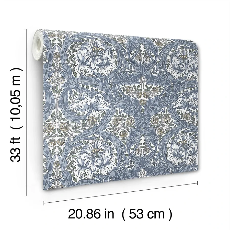 A-Street Prints African Marigold Blue Floral Wallpaper | Wallpaper Twins A-Street Prints African Marigold Blue Floral Wallpaper - SKU 4153-82024