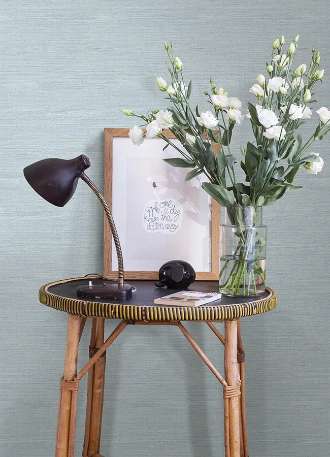 A-Street Prints Agave Blue Faux Grasscloth Wallpaper - SKU 4143-24283