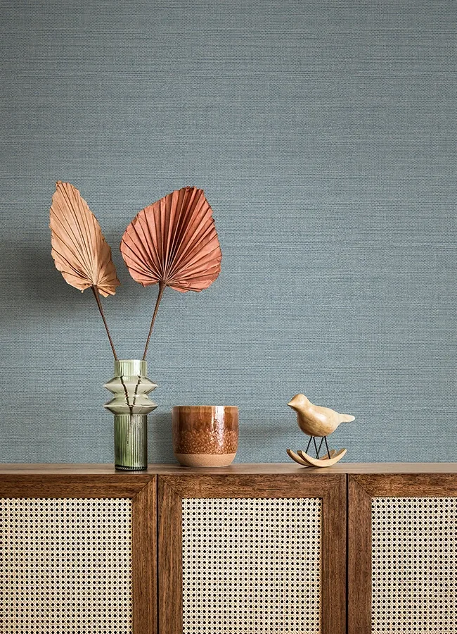 A-Street Prints Agave Denim Faux Grasscloth Wallpaper - SKU 4080-26497