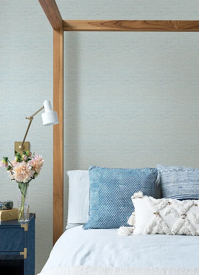 A-Street Prints Agave Sky Blue Faux Grasscloth Wallpaper | Wallpaper Twins A-Street Prints Agave Sky Blue Faux Grasscloth Wallpaper - SKU 4046-24283