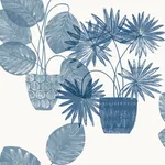 A-Street Prints Aida Blue Potted Plant Wallpaper | Wallpaper Twins A-Street Prints Aida Blue Potted Plant Wallpaper - SKU 4014-87559