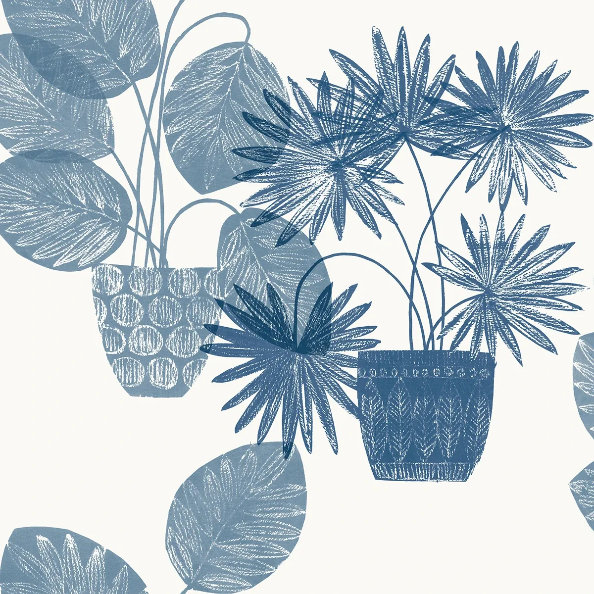 A-Street Prints Aida Blue Potted Plant Wallpaper | Wallpaper Twins A-Street Prints Aida Blue Potted Plant Wallpaper - SKU 4014-87559