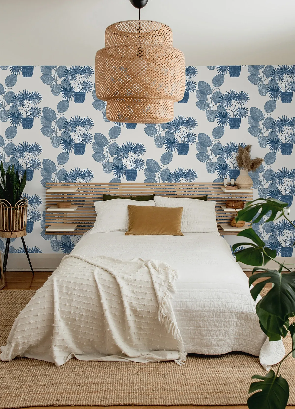 A-Street Prints Aida Blue Potted Plant Wallpaper | Wallpaper Twins A-Street Prints Aida Blue Potted Plant Wallpaper - SKU 4014-87559