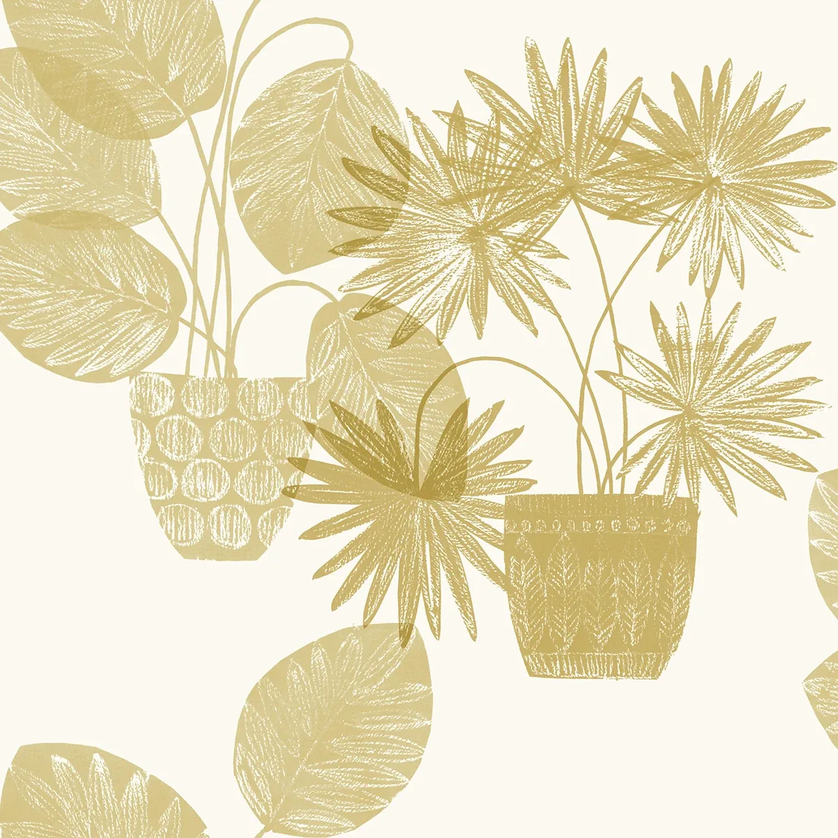 4014-87557 | Aida Gold Potted Plant Wallpaper