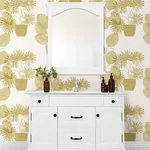 A-Street Prints Aida Gold Potted Plant Wallpaper | Wallpaper Twins A-Street Prints Aida Gold Potted Plant Wallpaper - SKU 4014-87557