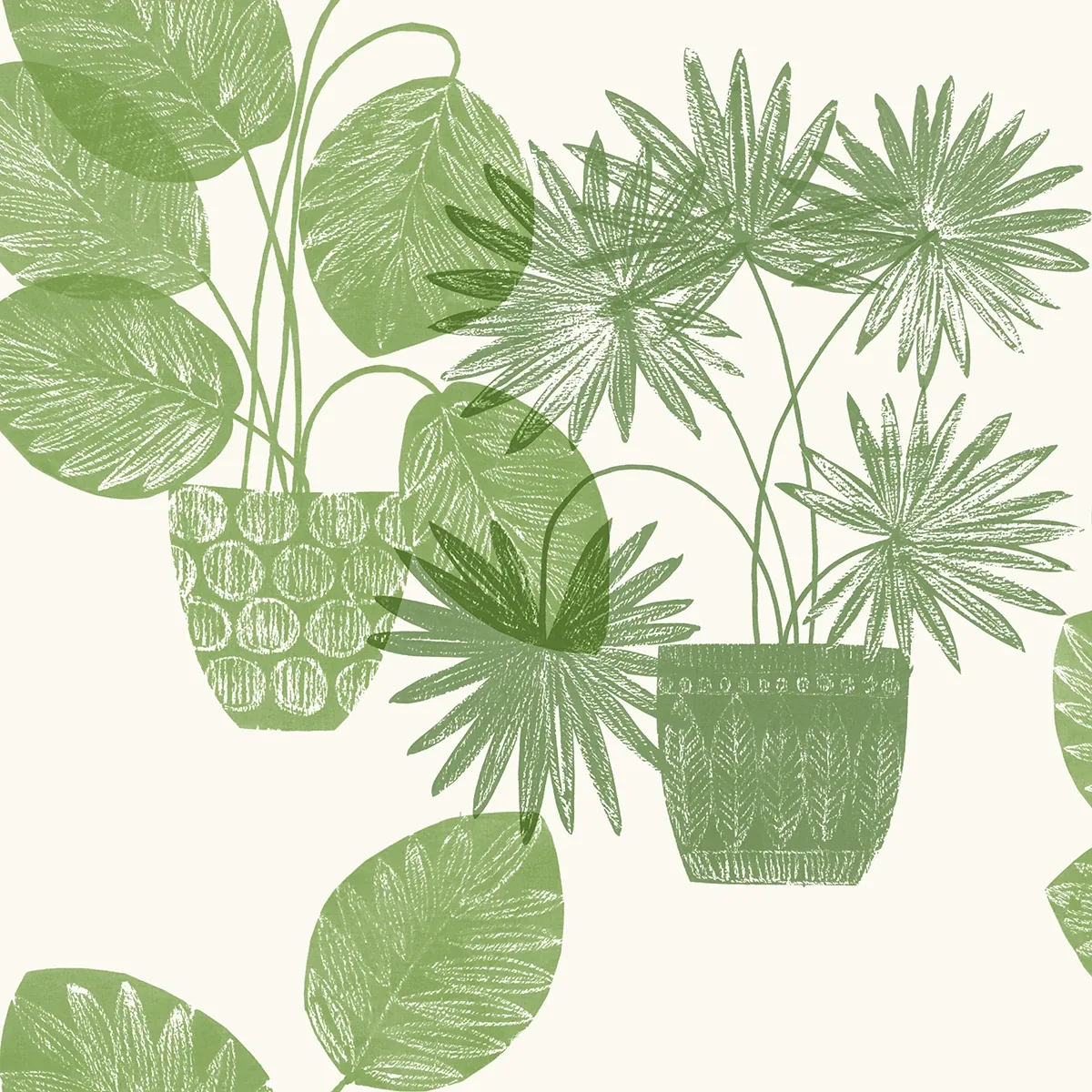 4014-87558 | Aida Green Potted Plant Wallpaper