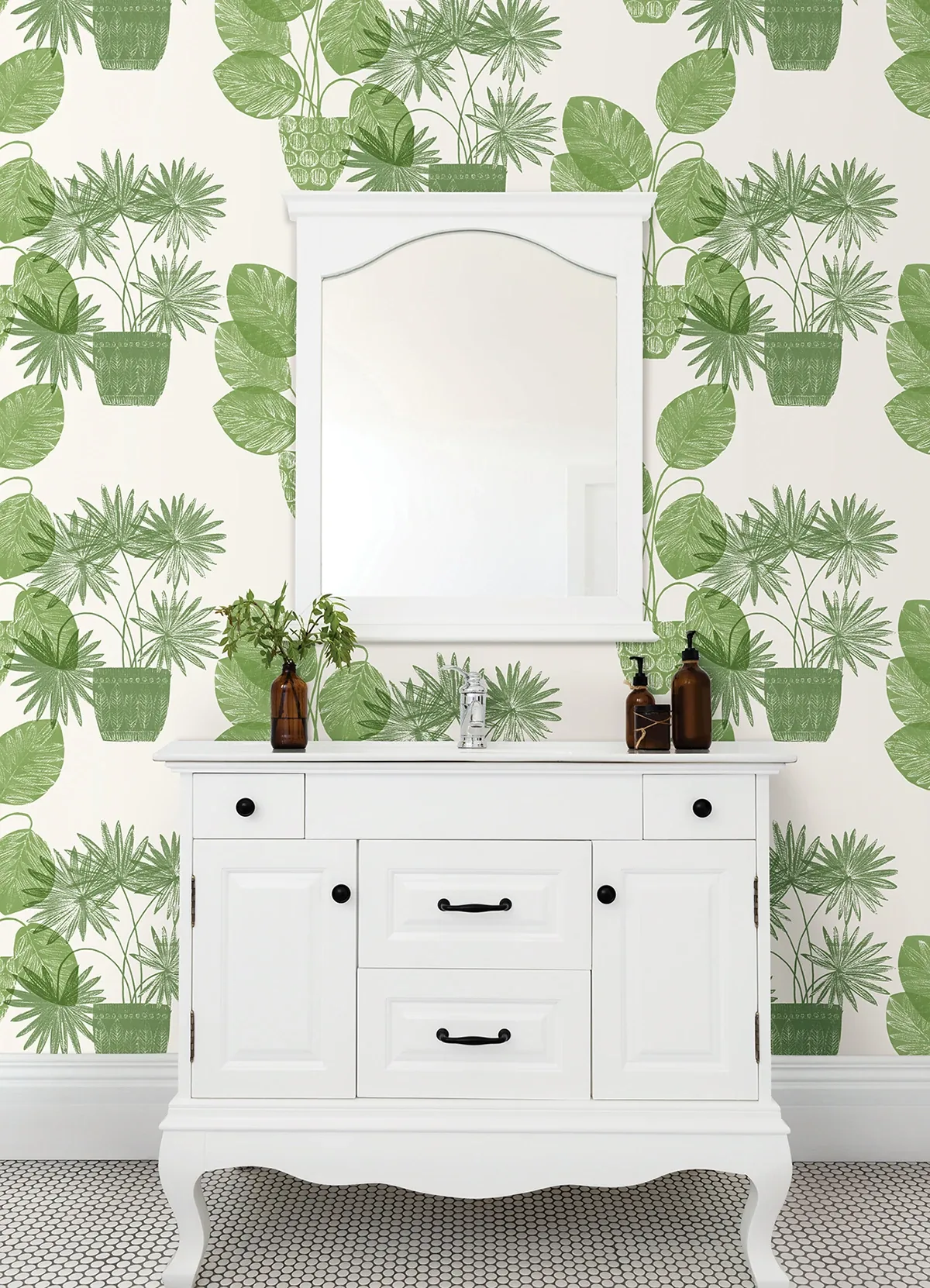 A-Street Prints Aida Green Potted Plant Wallpaper | Wallpaper Twins A-Street Prints Aida Green Potted Plant Wallpaper - SKU 4014-87558