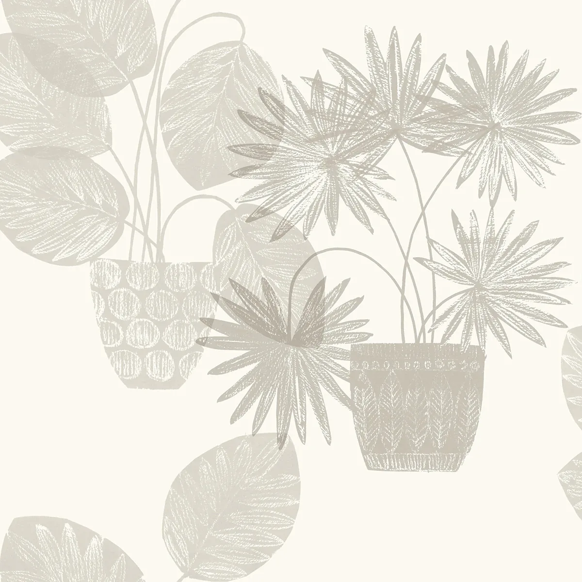 4014-87555 | Aida Light Grey Potted Plant Wallpaper