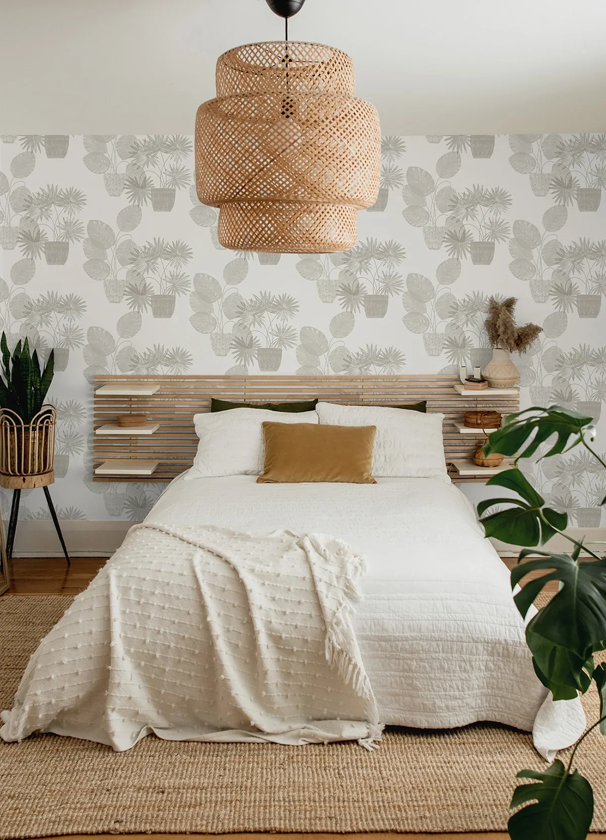 A-Street Prints Aida Light Grey Potted Plant Wallpaper | Wallpaper Twins A-Street Prints Aida Light Grey Potted Plant Wallpaper - SKU 4014-87555