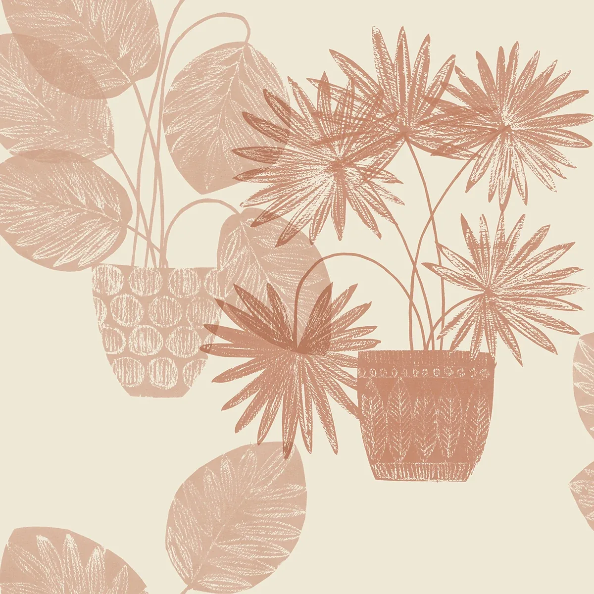 4014-87556 | Aida Pink Potted Plant Wallpaper