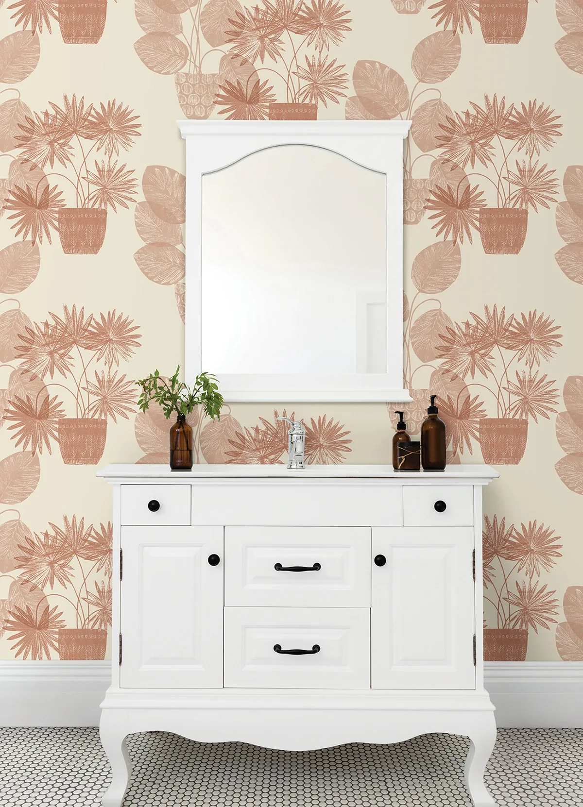 A-Street Prints Aida Pink Potted Plant Wallpaper | Wallpaper Twins A-Street Prints Aida Pink Potted Plant Wallpaper - SKU 4014-87556
