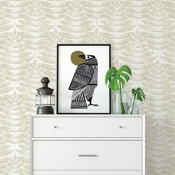 A-Street Prints Akira Beige Leaf Wallpaper | Wallpaper Twins A-Street Prints Akira Beige Leaf Wallpaper - SKU 2821-25100