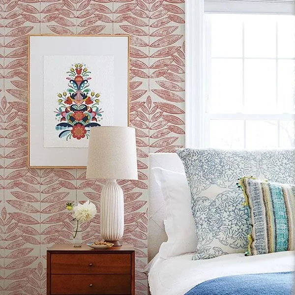 A-Street Prints Akira Coral Leaf Wallpaper - SKU 2821-25103
