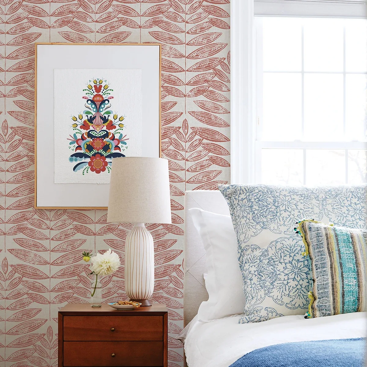A-Street Prints Akira Coral Leaf Wallpaper - SKU 2999-25103