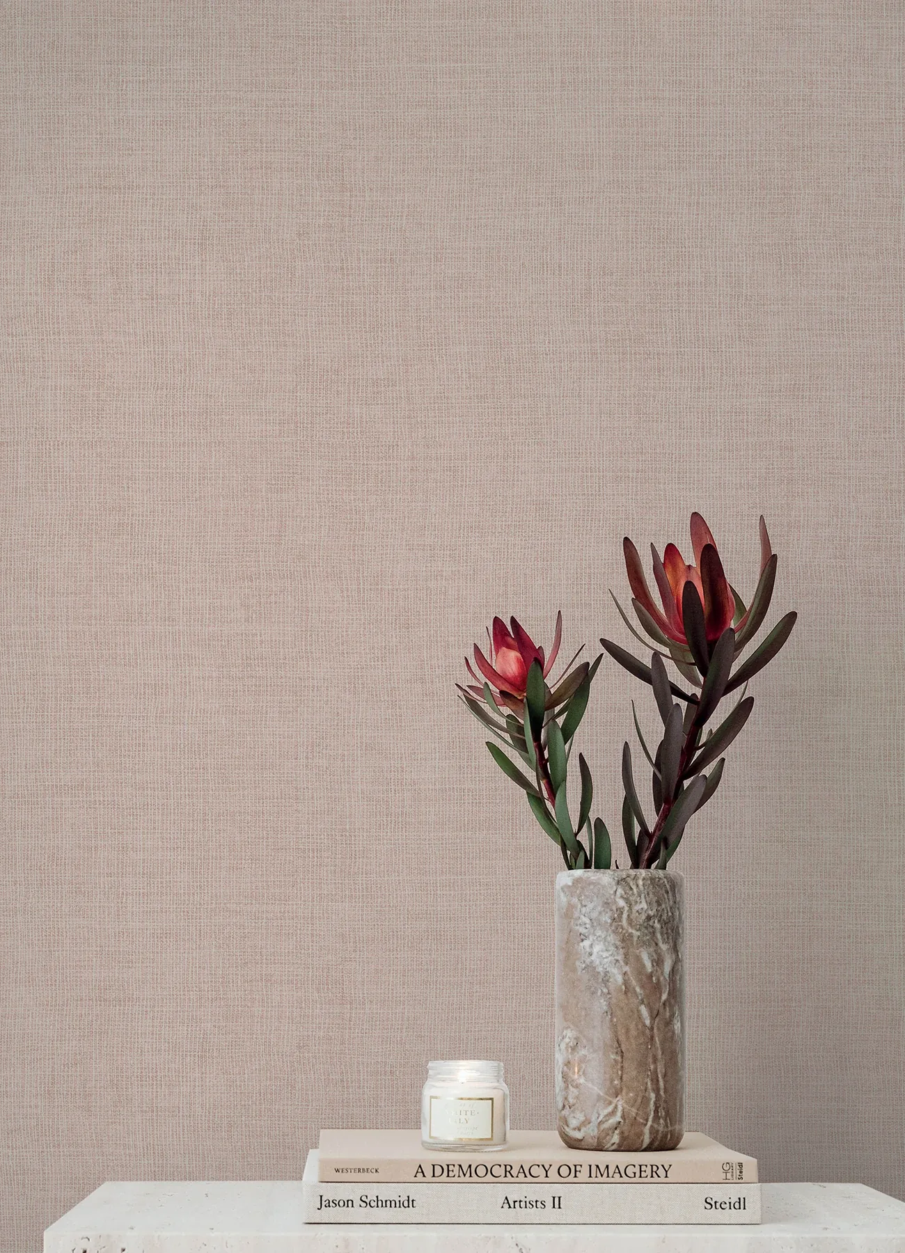 A-Street Prints Alba Blush Open Weave Wallpaper - SKU 4193-7406