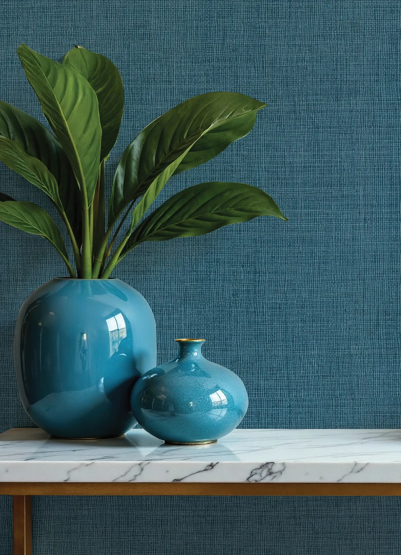 A-Street Prints Alba Dark Blue Open Weave Wallpaper - SKU 4193-7414