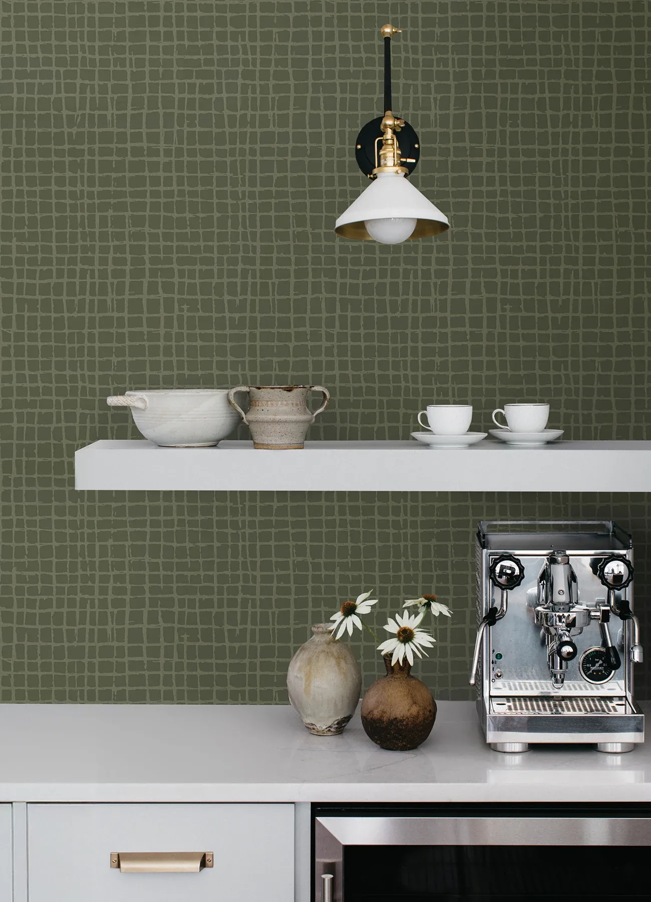 A-Street Prints Albin Moss Gridline Wallpaper - SKU 4177-27718