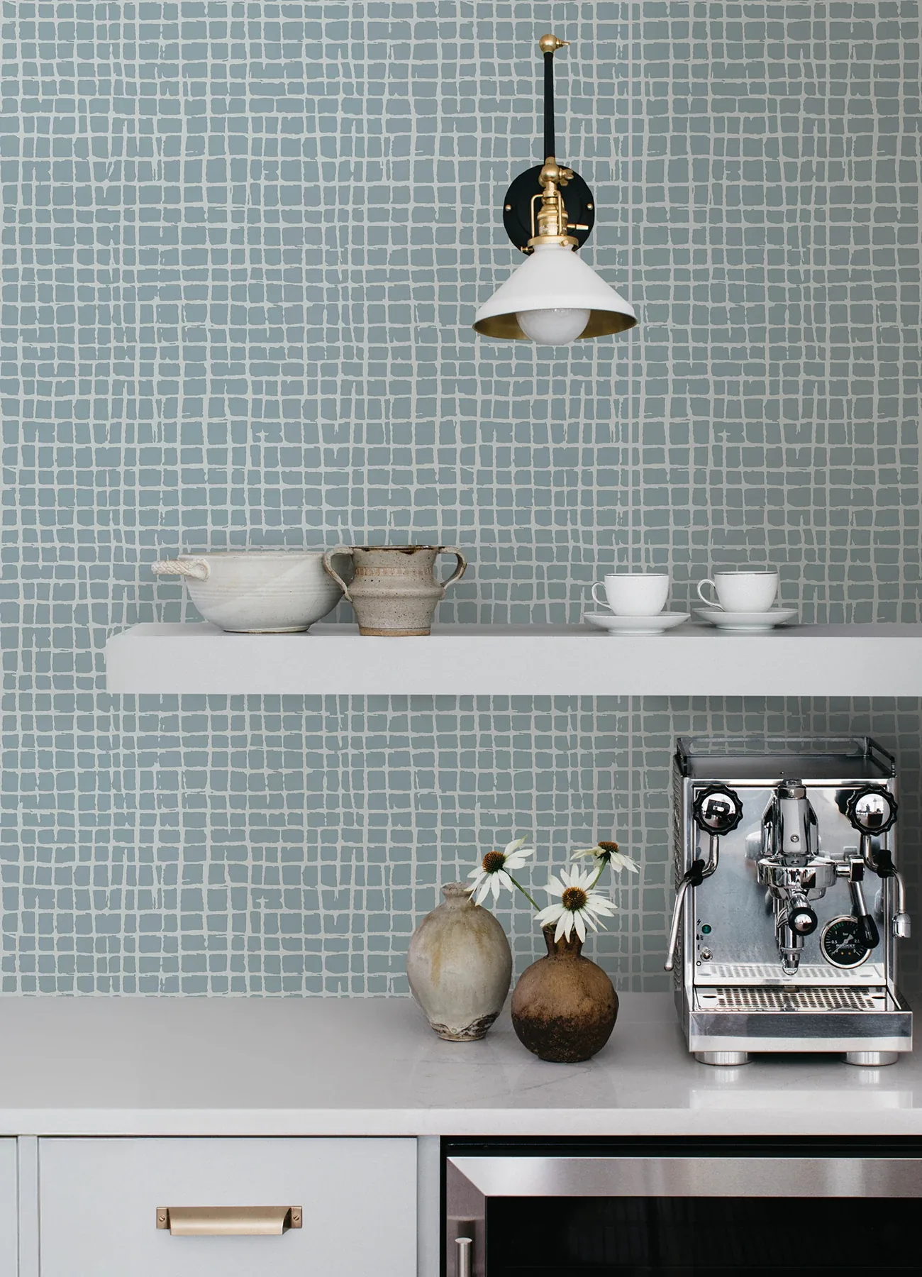 A-Street Prints Albin Sky Blue Gridline Wallpaper - SKU 4177-27715