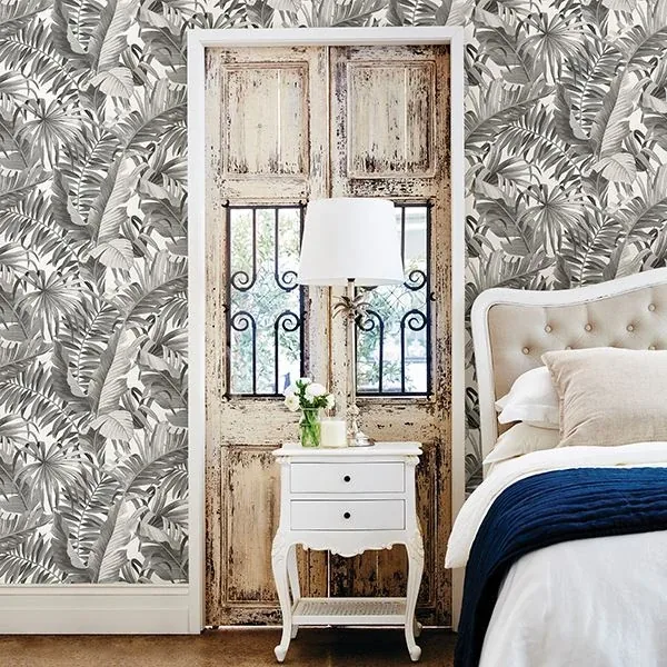 A-Street Prints Alfresco Black Palm Leaf Wallpaper | Wallpaper Twins A-Street Prints Alfresco Black Palm Leaf Wallpaper - SKU 2744-24134