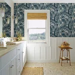 A-Street Prints Alfresco Blue Tropical Palm Wallpaper - SKU 2969-24133