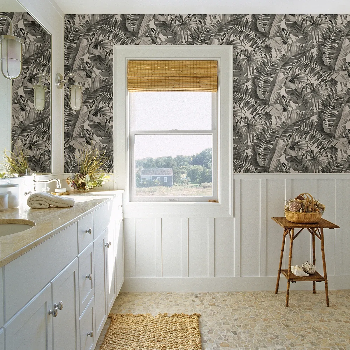 A-Street Prints Alfresco Grey Tropical Palm Wallpaper | Wallpaper Twins A-Street Prints Alfresco Grey Tropical Palm Wallpaper - SKU 2969-24134