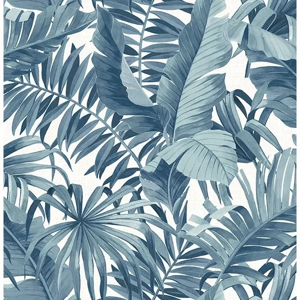 2744-24133 | Alfresco Navy Palm Leaf Wallpaper