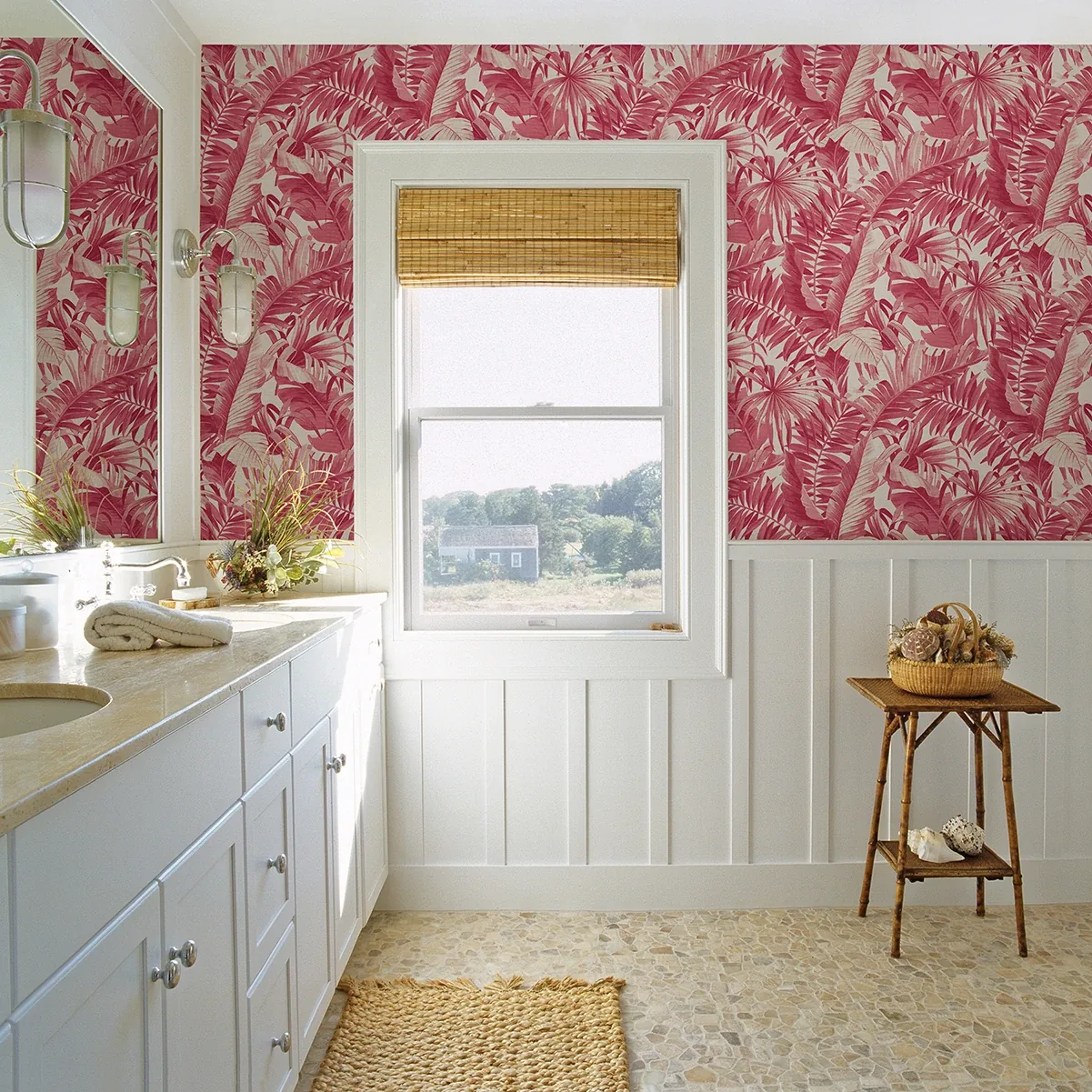 A-Street Prints Alfresco Pink Tropical Palm Wallpaper | Wallpaper Twins A-Street Prints Alfresco Pink Tropical Palm Wallpaper - SKU 2969-26054