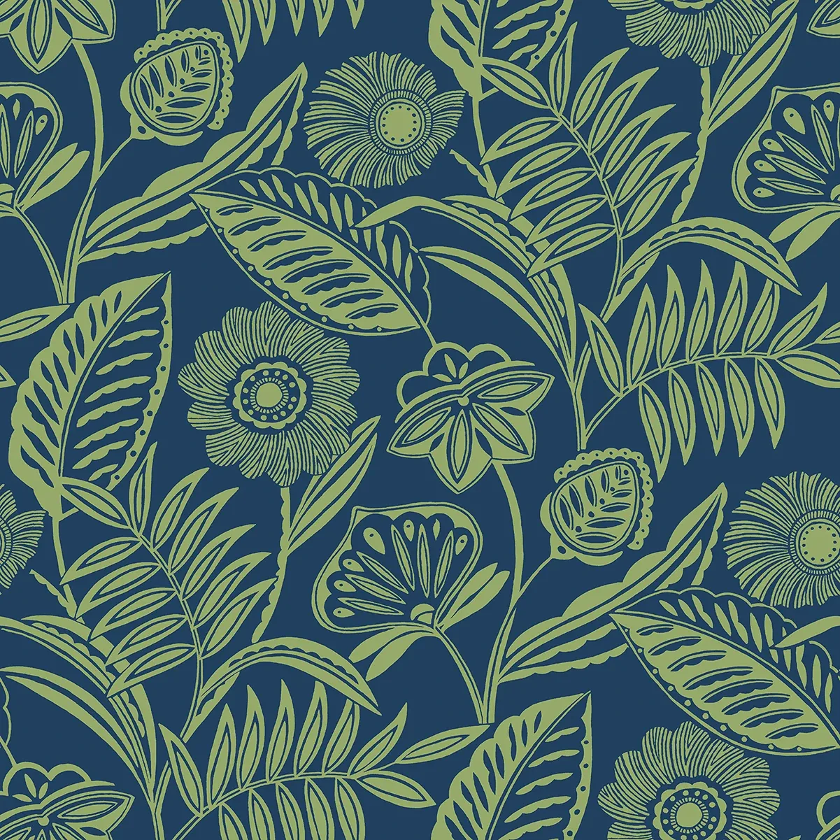 A-Street Prints Alma Blue Tropical Floral Wallpaper - SKU 2969-87527