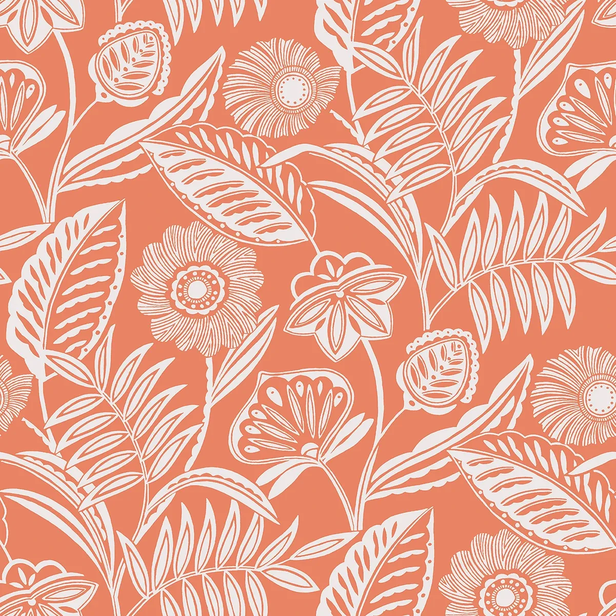 2969-87528 | Alma Coral Tropical Floral Wallpaper