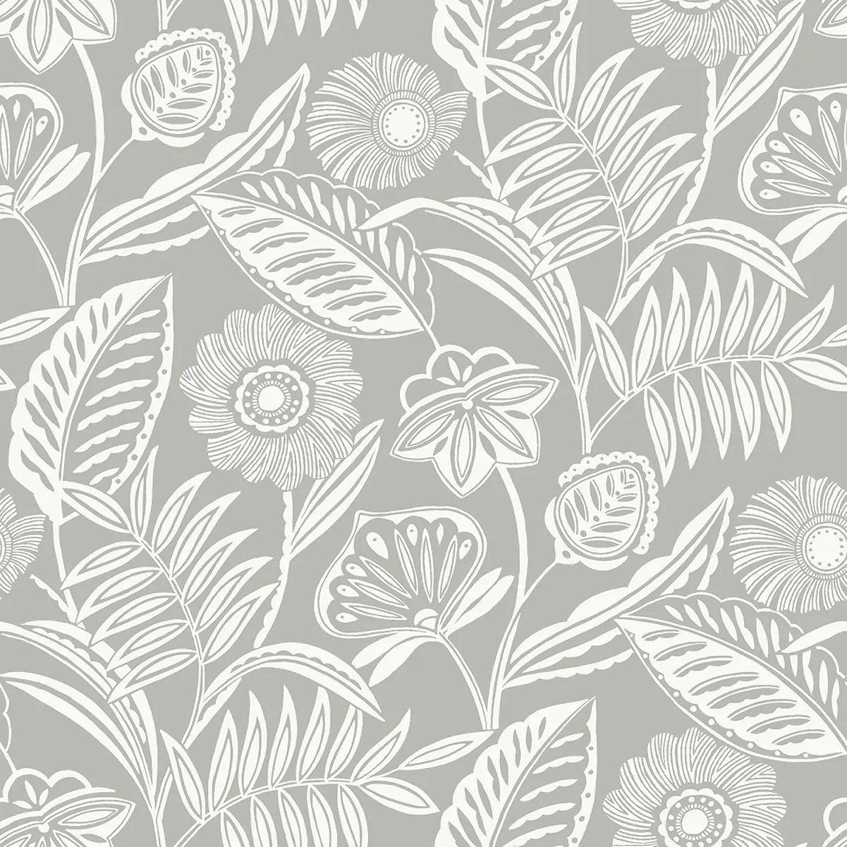 2969-87531 | Alma Light Grey Tropical Floral Wallpaper
