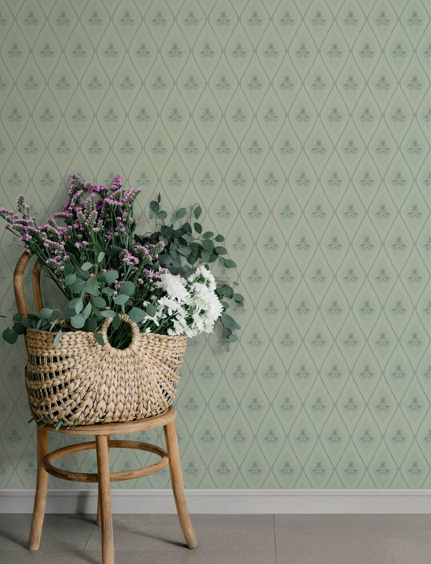 A-Street Prints Alma Mint Diamond Floral Wallpaper | Wallpaper Twins A-Street Prints Alma Mint Diamond Floral Wallpaper - SKU 4201-48031
