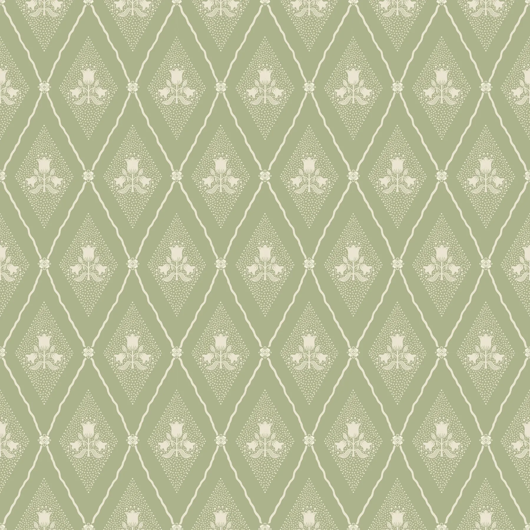 4201-48030 | Alma Moss Diamond Floral Wallpaper