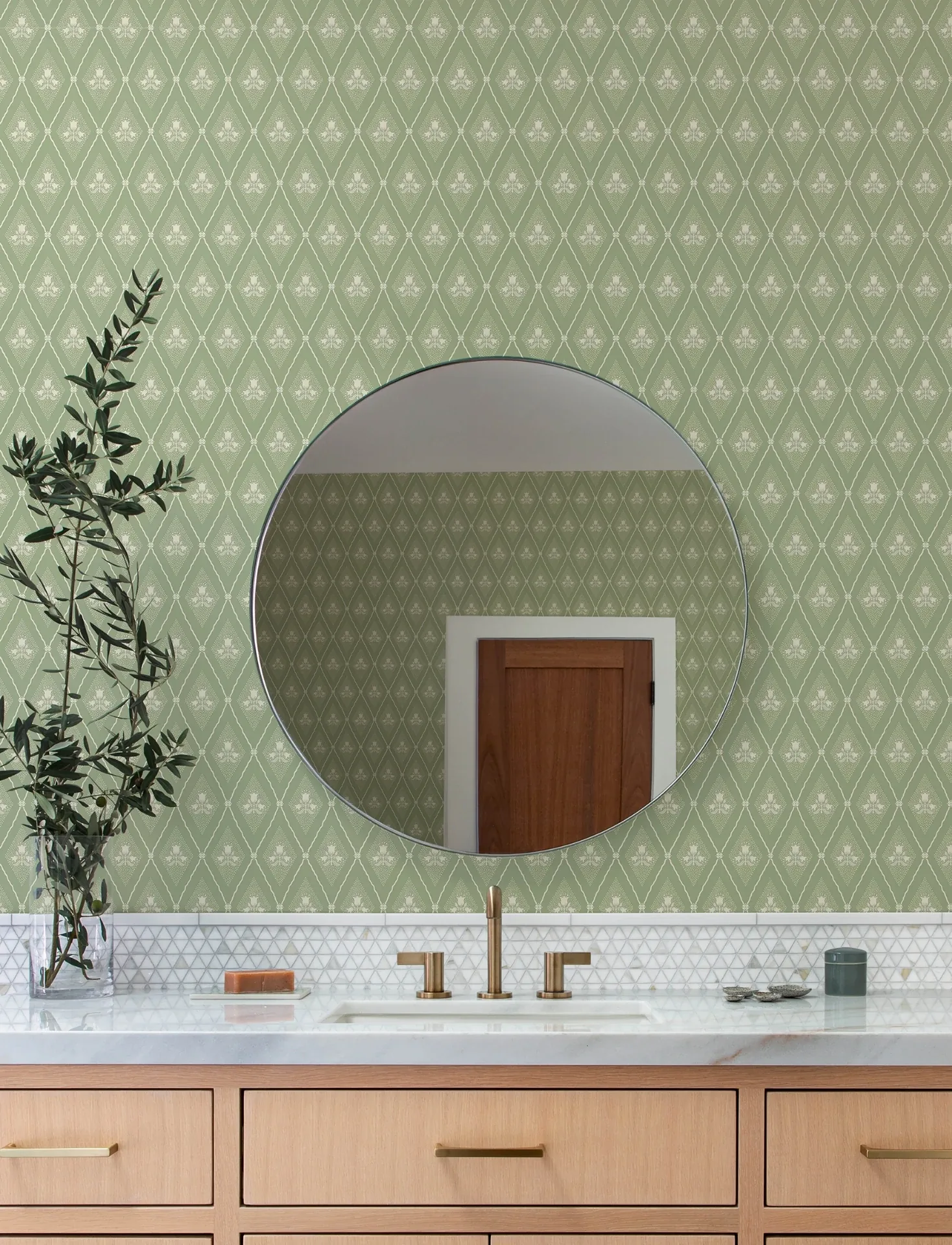 A-Street Prints Alma Moss Diamond Floral Wallpaper | Wallpaper Twins A-Street Prints Alma Moss Diamond Floral Wallpaper - SKU 4201-48030
