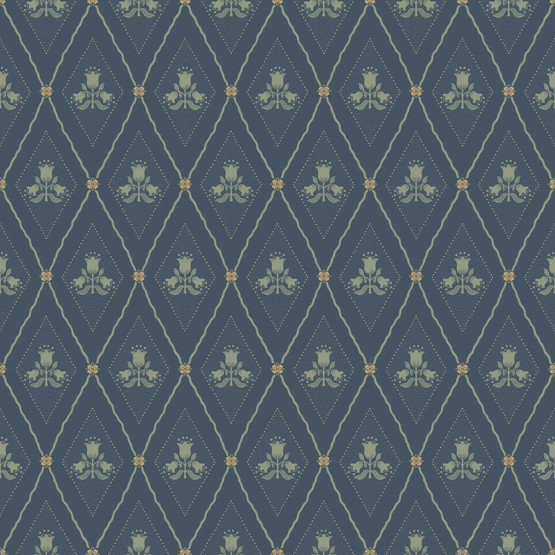 4201-48033 | Alma Navy Diamond Floral Wallpaper