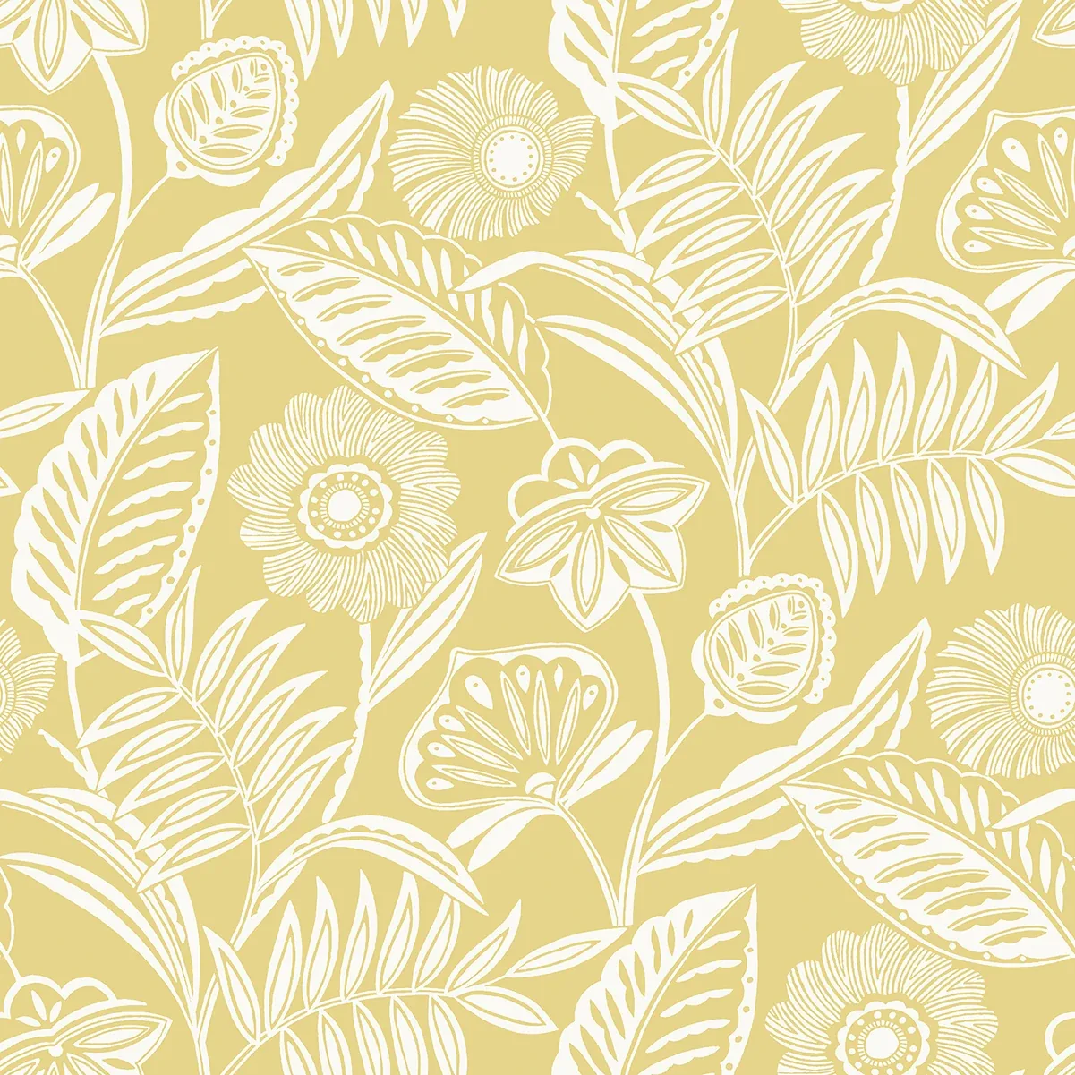 2969-87529 | Alma Yellow Tropical Floral Wallpaper