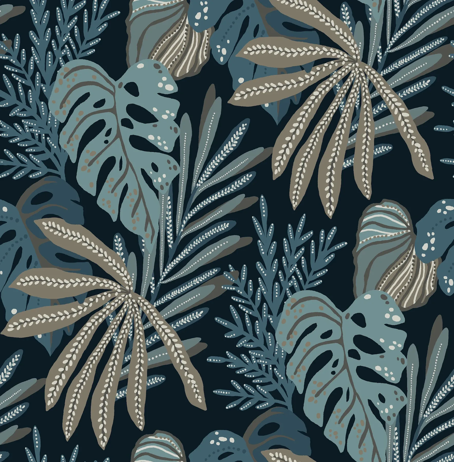 A-Street Prints Alocasia Blue Tropical Foliage Wallpaper - SKU 4177-27735