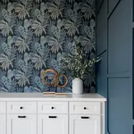 A-Street Prints Alocasia Blue Tropical Foliage Wallpaper - SKU 4177-27735