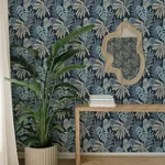 A-Street Prints Alocasia Blue Tropical Foliage Wallpaper - SKU 4177-27735