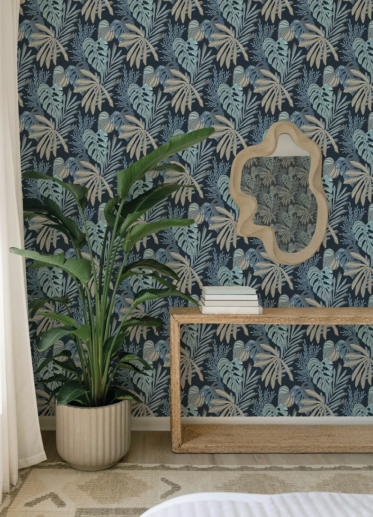 A-Street Prints Alocasia Blue Tropical Foliage Wallpaper - SKU 4177-27735