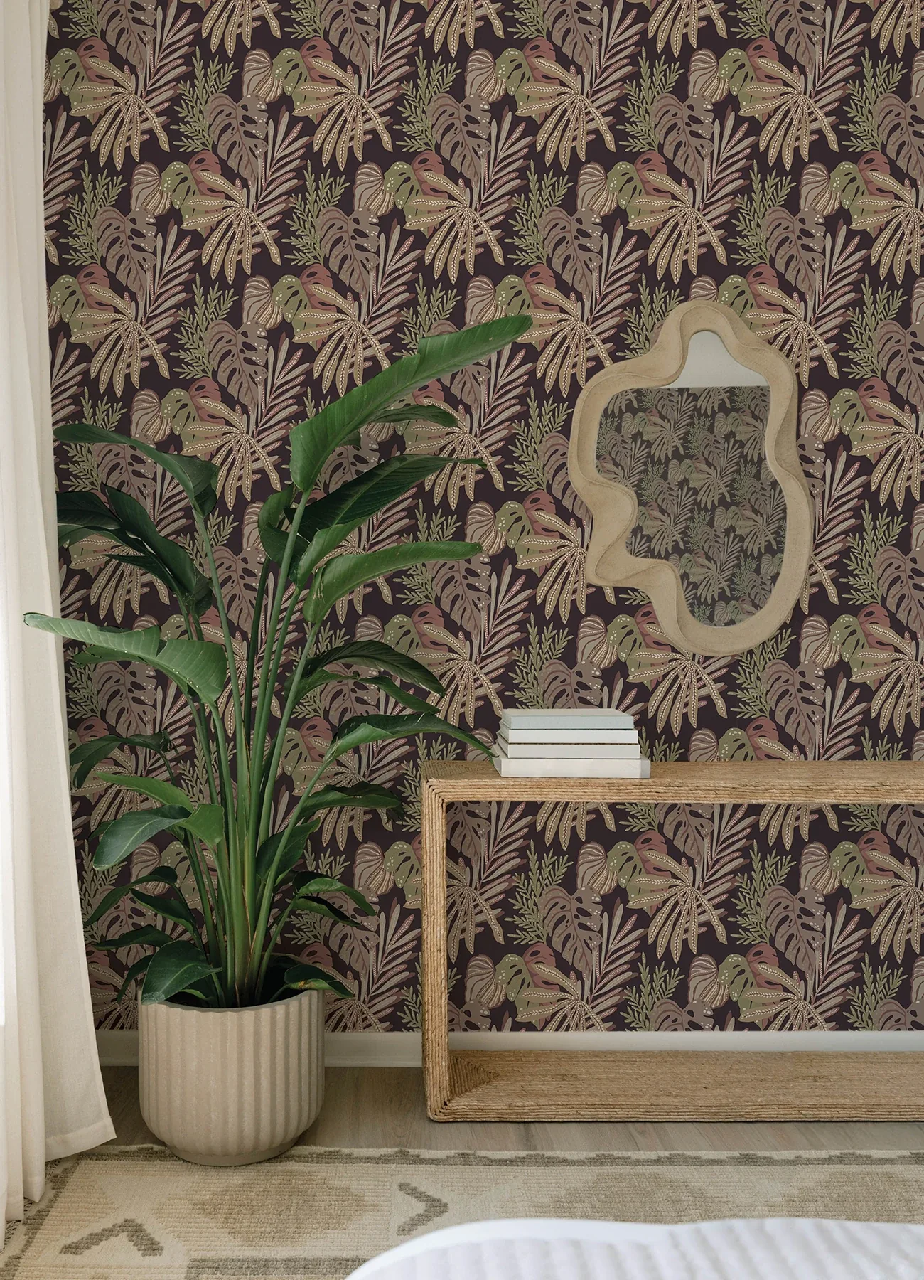 A-Street Prints Alocasia Burgundy Tropical Foliage Wallpaper | Wallpaper Twins A-Street Prints Alocasia Burgundy Tropical Foliage Wallpaper - SKU 4177-27738